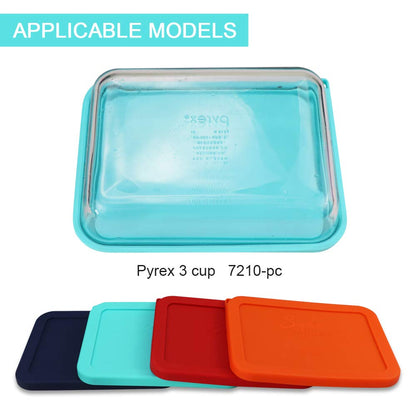 The Tribalist - Rectangle Silicone Storage Cover Lids Replacement for Pyrex 7210-PC Glass Bowls (MIX, 4 Pack)