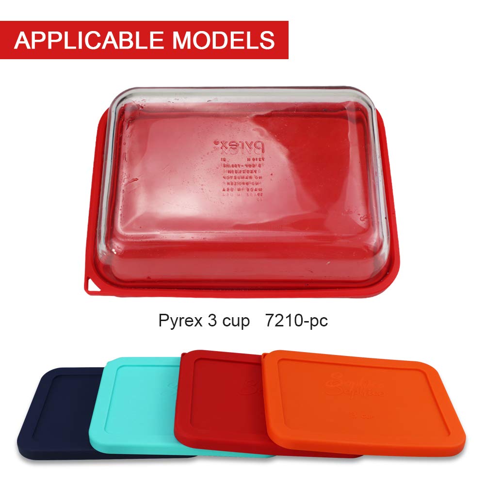 The Tribalist - Rectangle Silicone Storage Cover Lids Replacement for Pyrex 7210-PC Glass Bowls (MIX, 4 Pack)