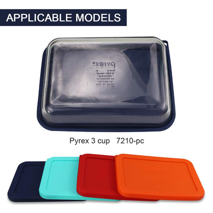 The Tribalist - Rectangle Silicone Storage Cover Lids Replacement for Pyrex 7210-PC Glass Bowls (MIX, 4 Pack)