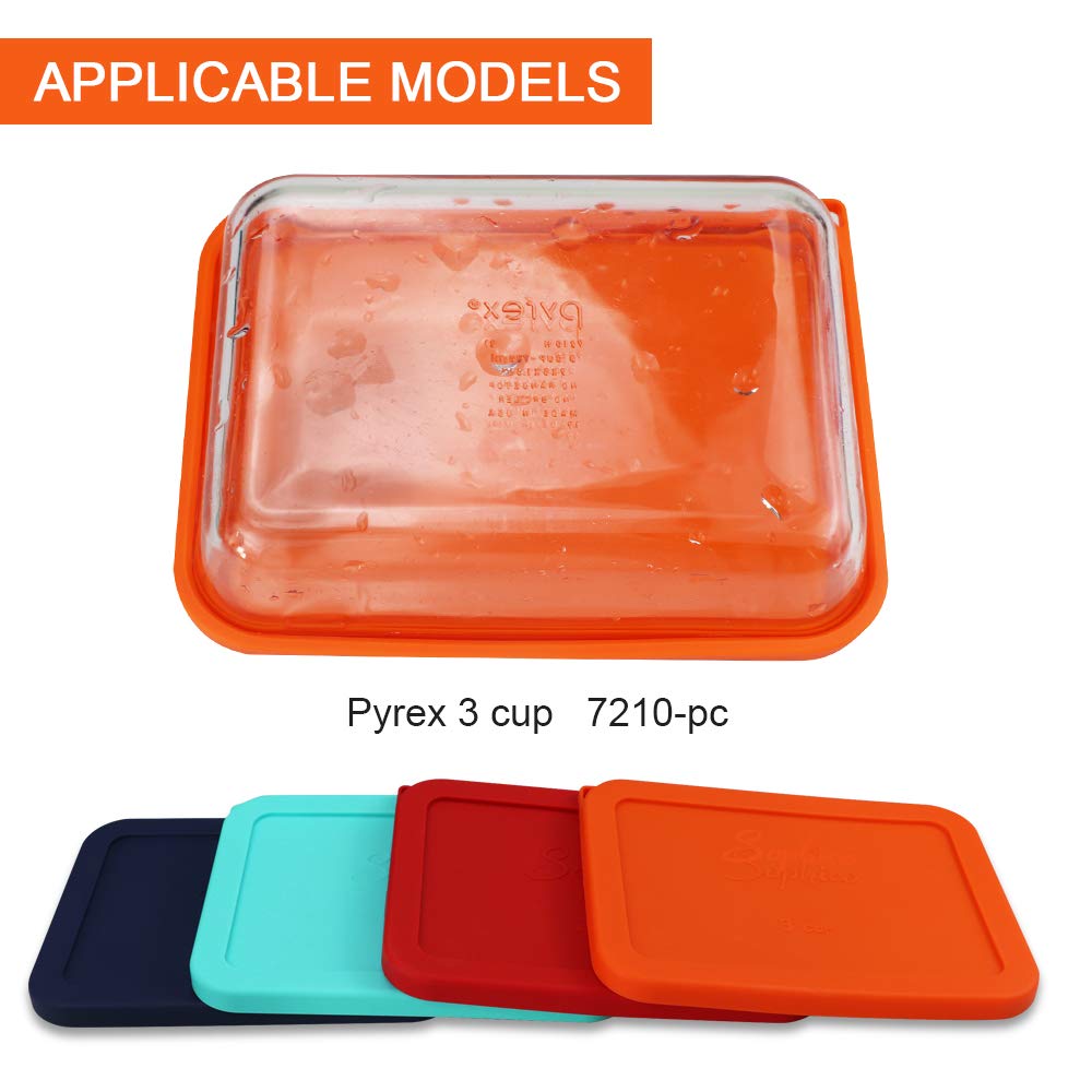 The Tribalist - Rectangle Silicone Storage Cover Lids Replacement for Pyrex 7210-PC Glass Bowls (MIX, 4 Pack)