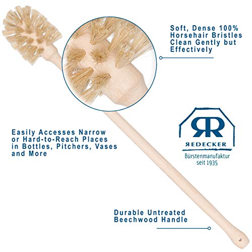 REDECKER: Bottle Brush Cleaner – Horsehair Bristles & Beechwood Handle for Bottles & Vases - The Tribalist