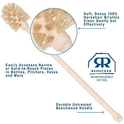 REDECKER: Bottle Brush Cleaner – Horsehair Bristles & Beechwood Handle for Bottles & Vases - The Tribalist