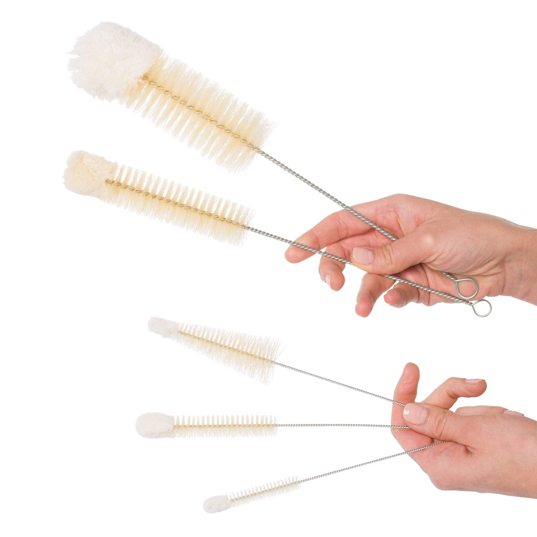 Redecker: Pig Bristle and Wool Tip Bottle Cleaning Brush Set with Wire Handles - The Tribalist