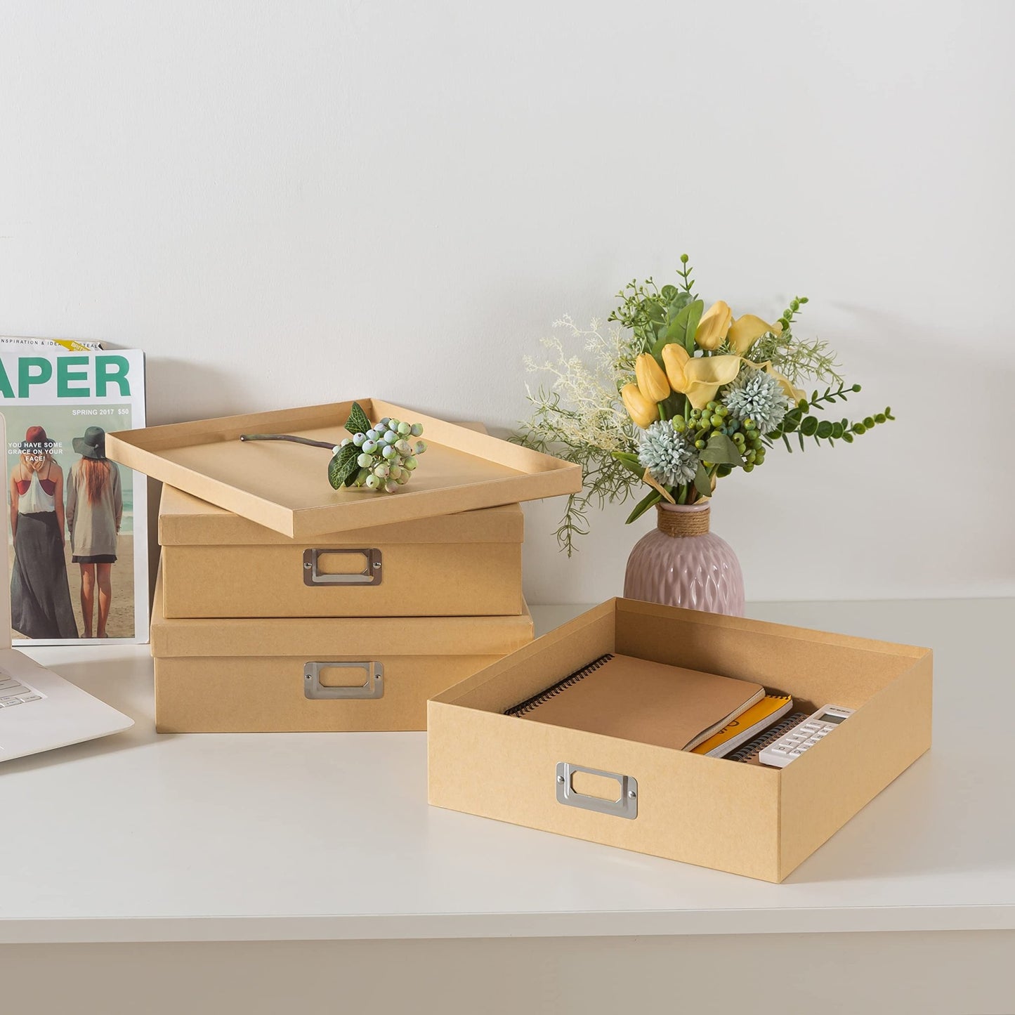 Soul & Lane: Paper Storage Boxes with Lids - from Premium Kraft Paper (Pack of 3) - The Tribalist