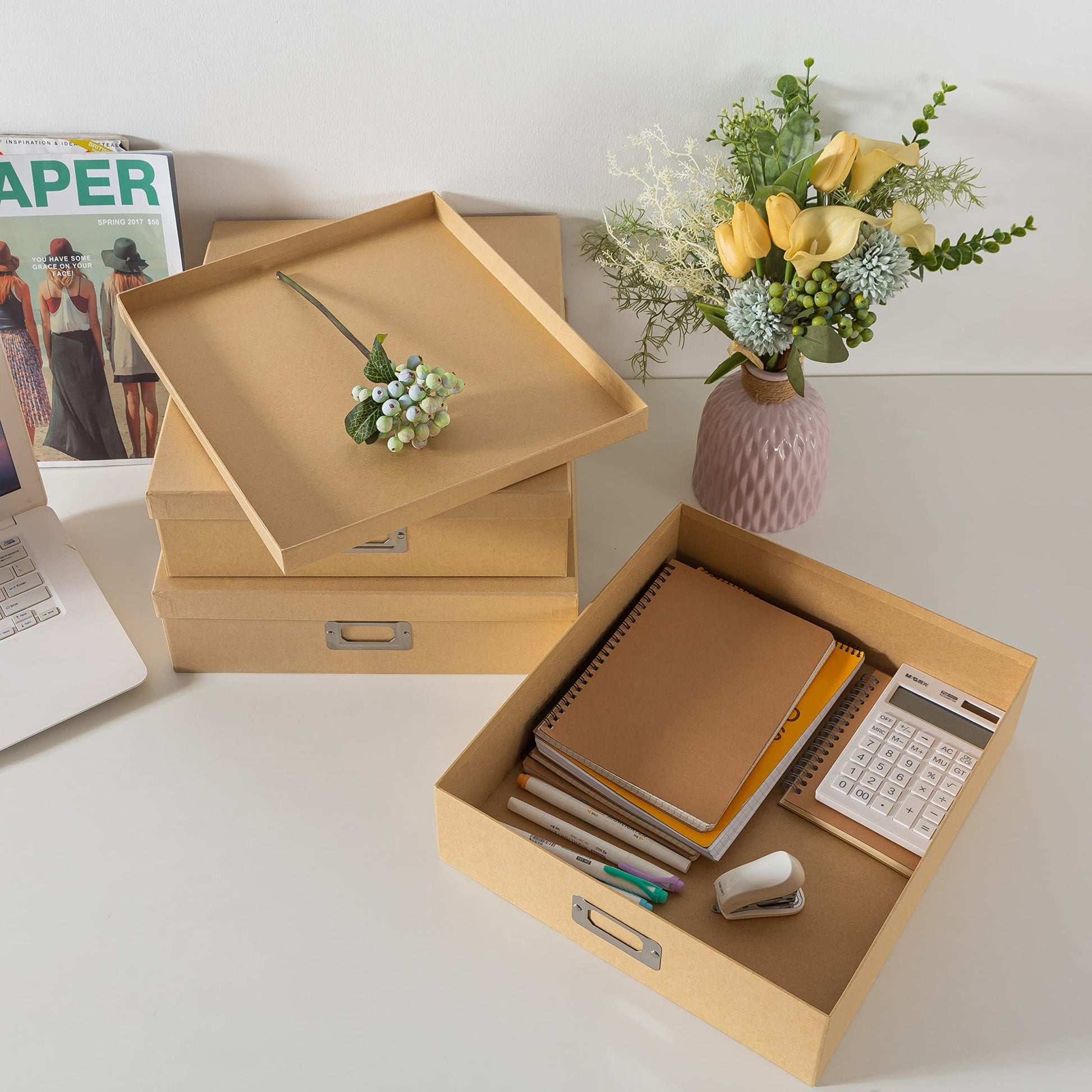 Soul & Lane: Paper Storage Boxes with Lids - from Premium Kraft Paper (Pack of 3) - The Tribalist