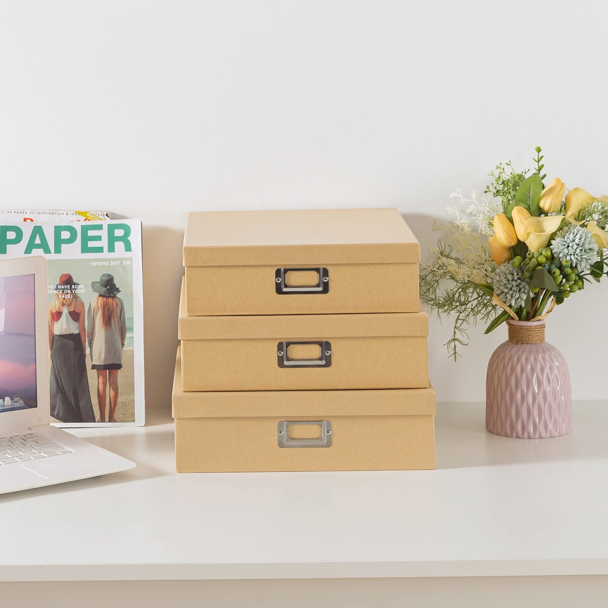 Soul & Lane: Paper Storage Boxes with Lids - from Premium Kraft Paper (Pack of 3) - The Tribalist