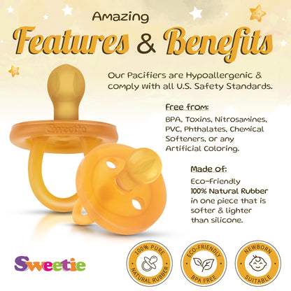 SWEETIE: Natural Rubber Pacifier – Rounded Nipple, BPA - Free, Safe for Babies - The Tribalist