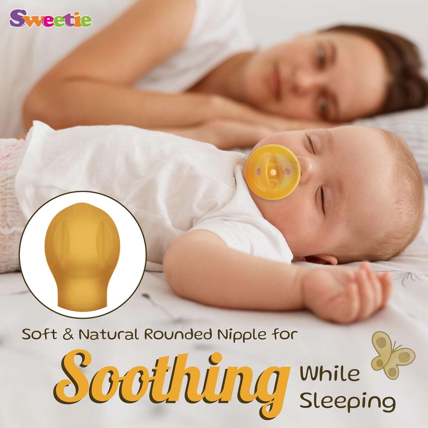 SWEETIE: Natural Rubber Pacifier – Rounded Nipple, BPA - Free, Safe for Babies - The Tribalist