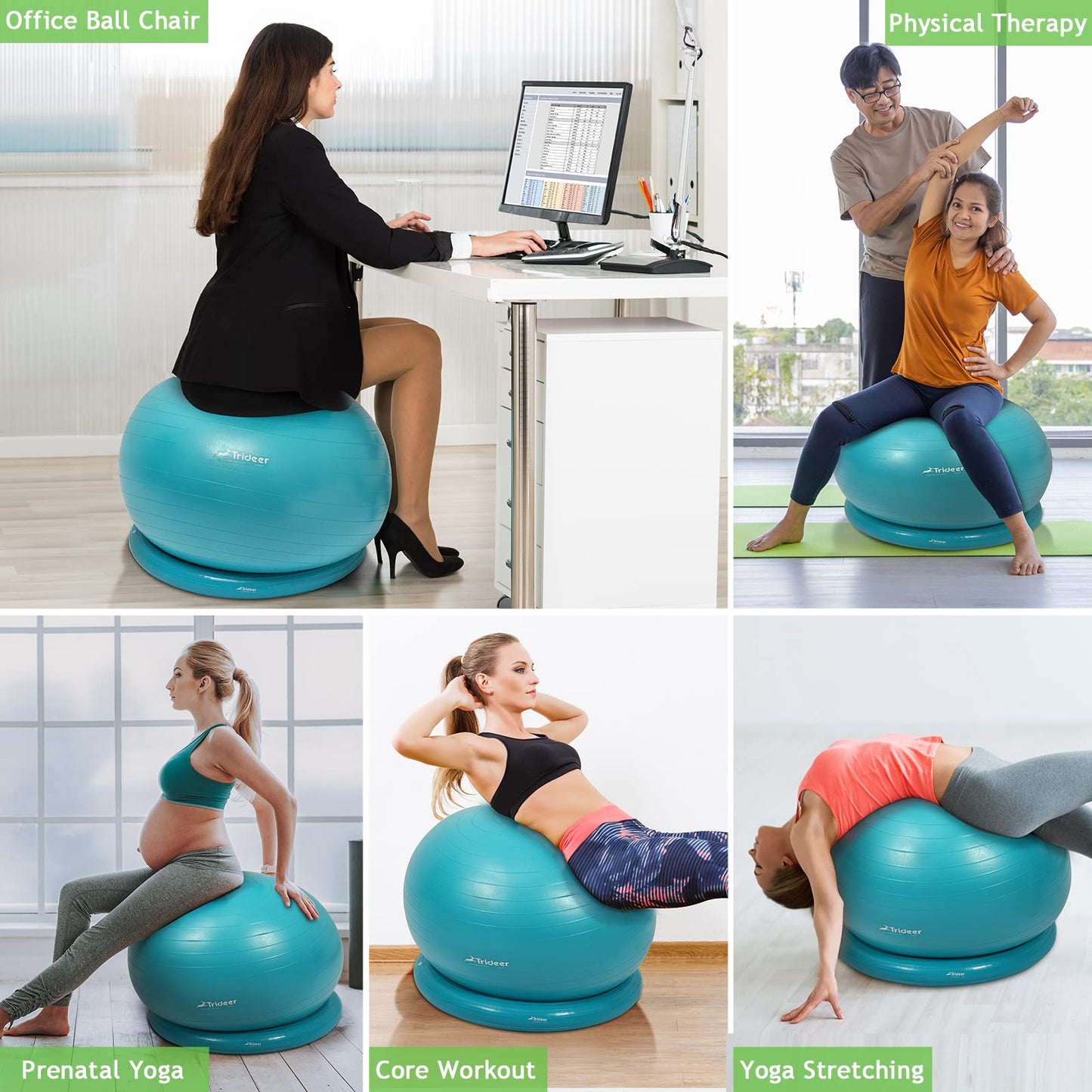 The Tribalist - Trideer Ball Chair Yoga Ball Chair Exercise Ball Chair with Base for Home, Pregnancy Ball with Pump