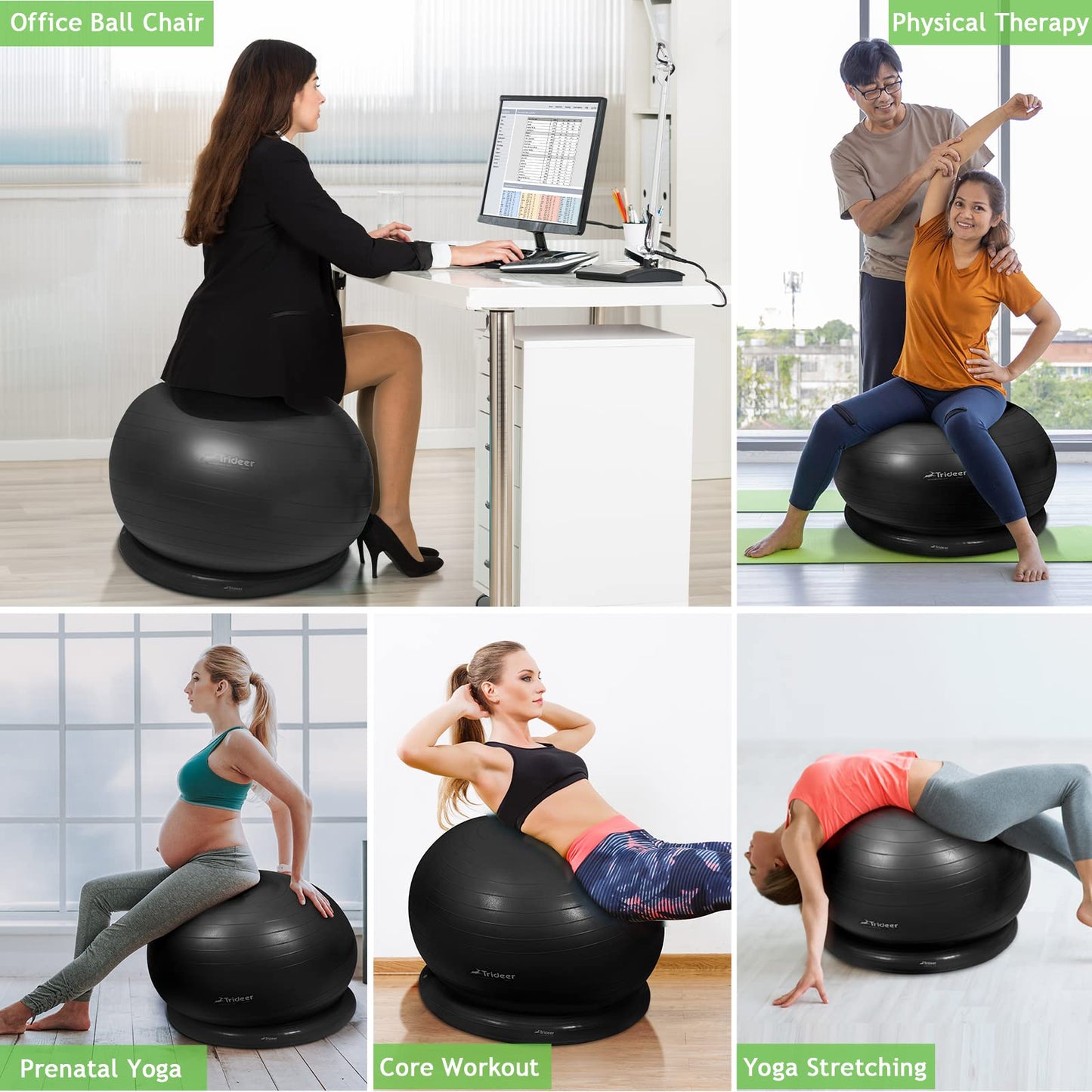 The Tribalist - Trideer Ball Chair Yoga Ball Chair Exercise Ball Chair with Base for Home, Pregnancy Ball with Pump