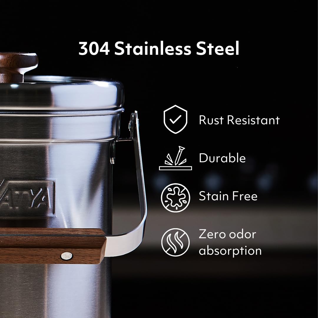 VATYA: Stainless Steel Kitchen Compost Bin - The Tribalist