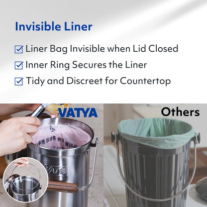 VATYA: Stainless Steel Kitchen Compost Bin - The Tribalist