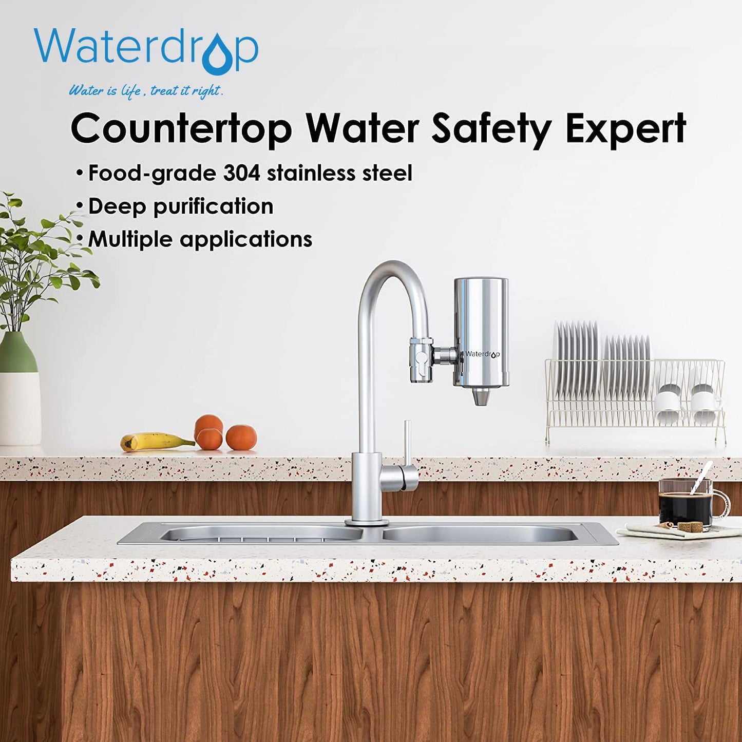 The Tribalist - Waterdrop: Stainless-Steel Faucet with Carbon Block Water Filter System