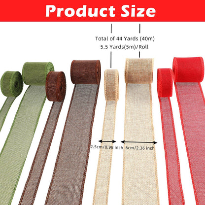 WILLBOND: Natural Burlap Wired Ribbons – Set of 8 Rolls for DIY Crafts & Gift Wrapping - The Tribalist