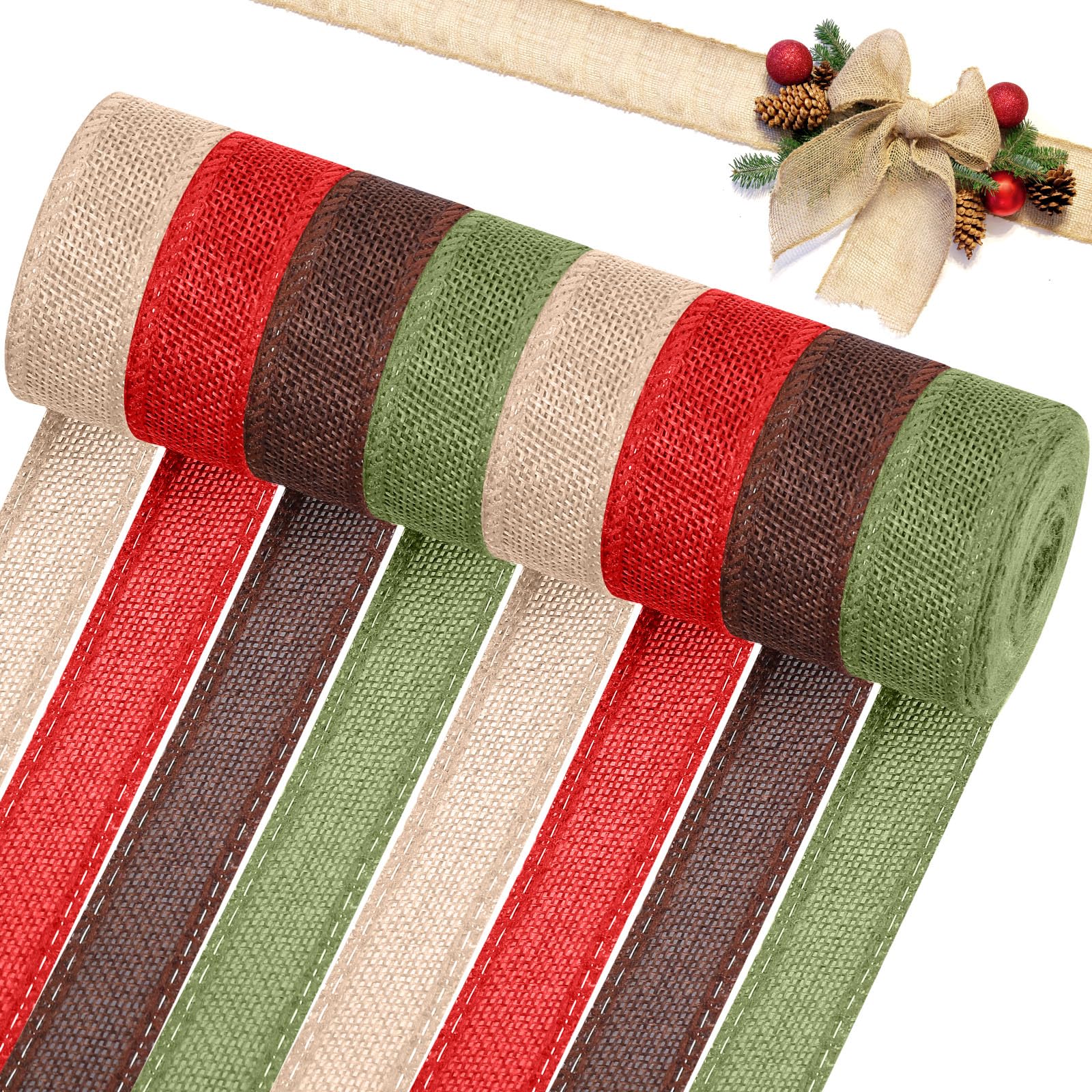 WILLBOND: Natural Burlap Wired Ribbons – Set of 8 Rolls for DIY Crafts & Gift Wrapping - The Tribalist