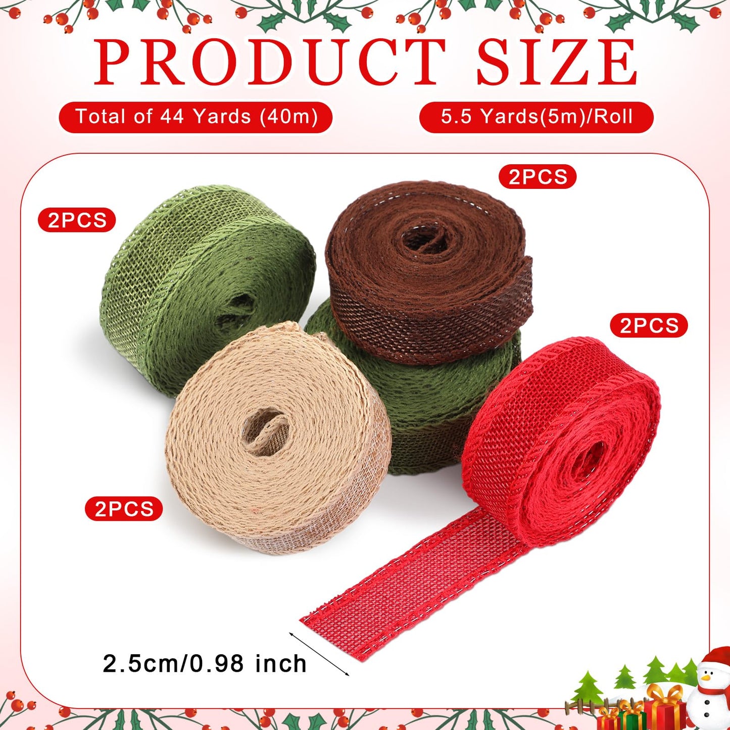 WILLBOND: Natural Burlap Wired Ribbons – Set of 8 Rolls for DIY Crafts & Gift Wrapping - The Tribalist