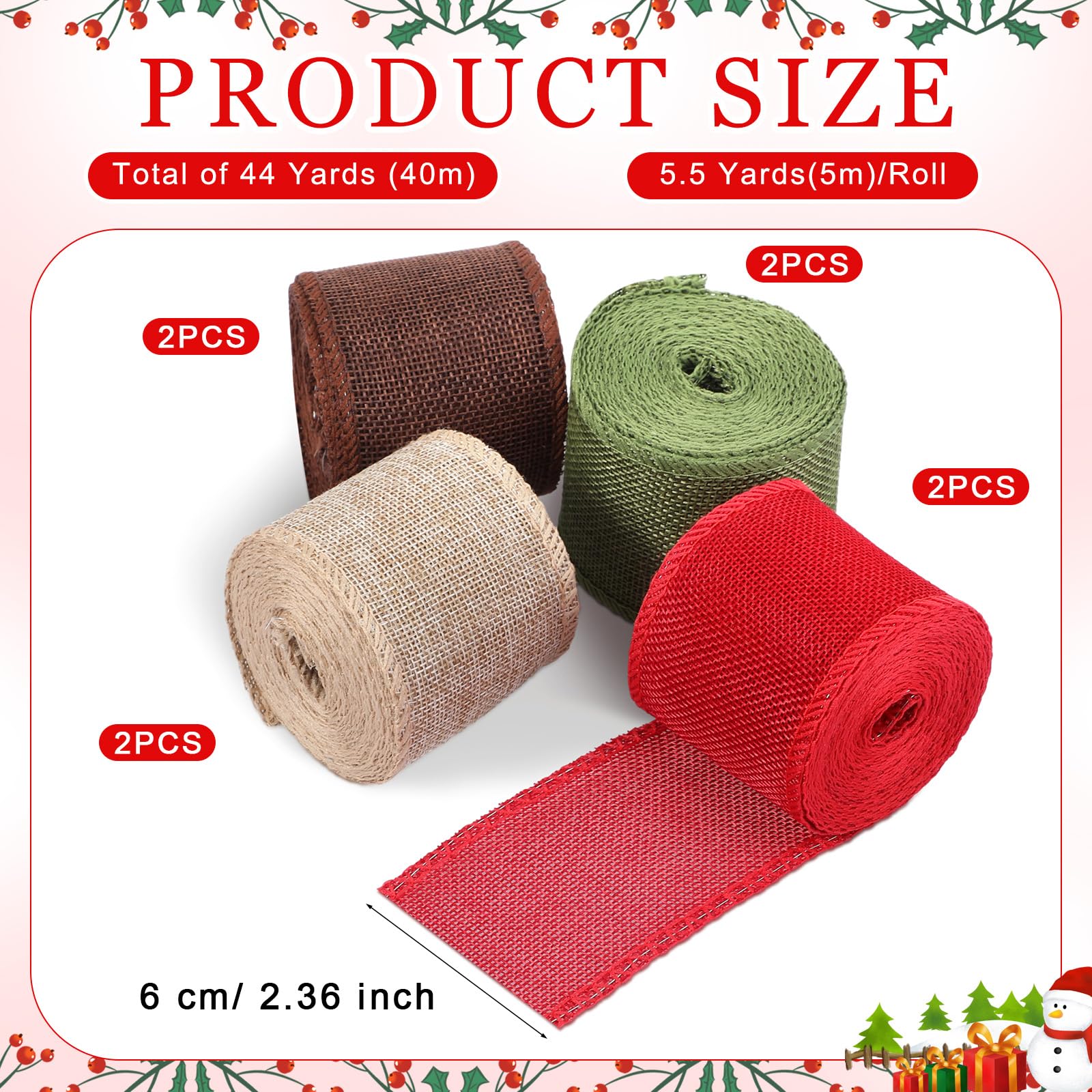 WILLBOND: Natural Burlap Wired Ribbons – Set of 8 Rolls for DIY Crafts & Gift Wrapping - The Tribalist