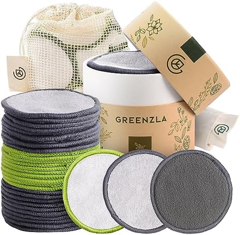 Ecofriendly Greenzla Reusable Makeup Remover Pads With a Washable Laundry Bag