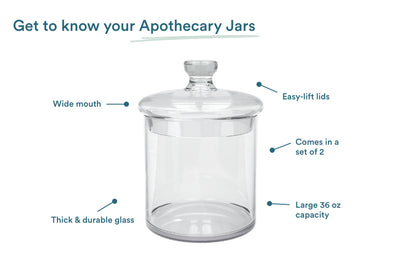 Ecofriendly KooK Glass Apothecary Jar Set Kitchen Storage Containers