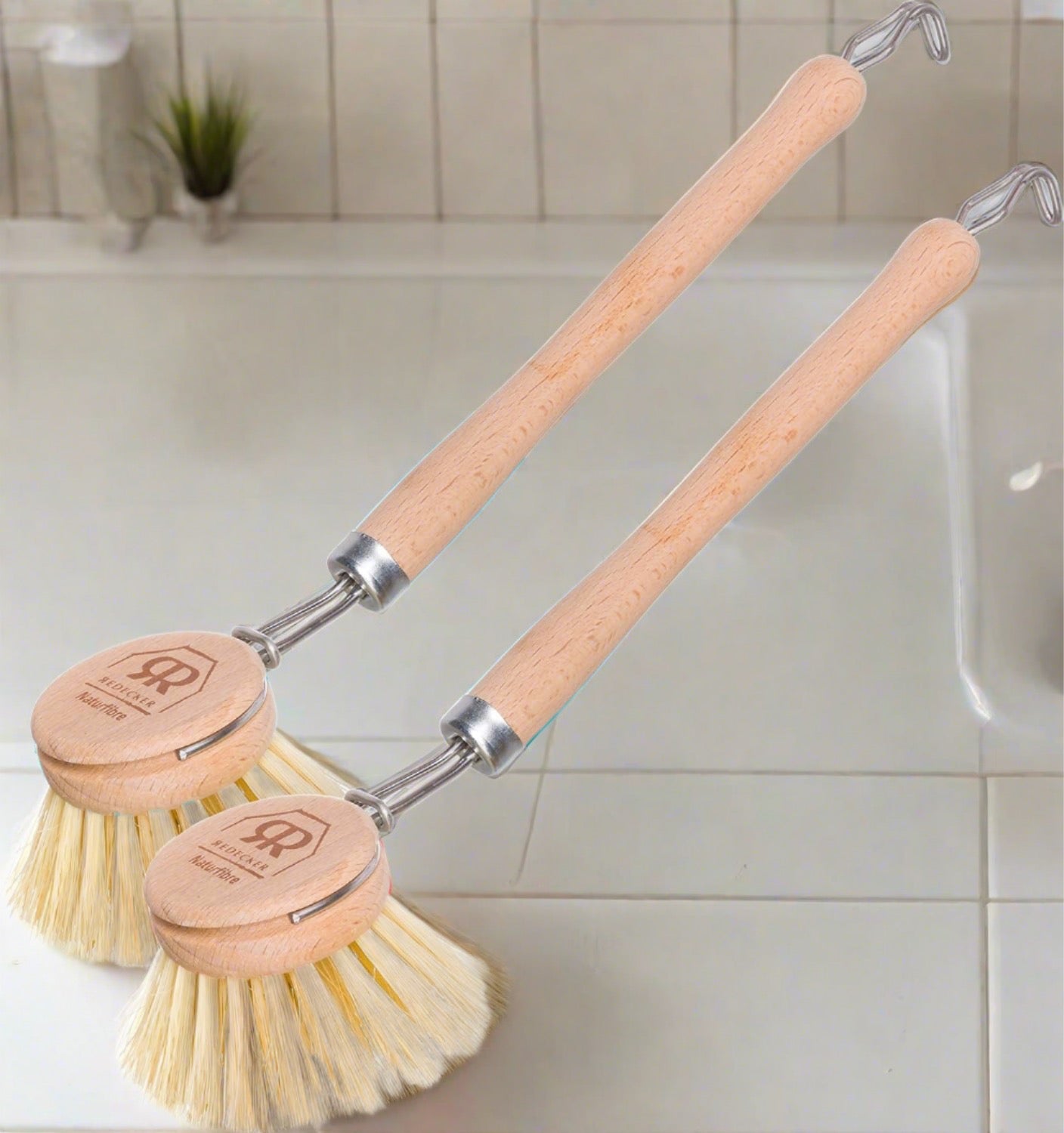 eco-friendly - Tampico Fiber Bristle 2-Inch All-Purpose Kitchen Dish Scrub Brush with Beechwood Handle